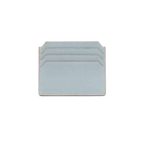 Light blue tumbled leather credit card holder - Santoni - 3