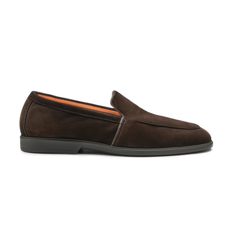Men's dark brown suede loafer - Santoni - 1