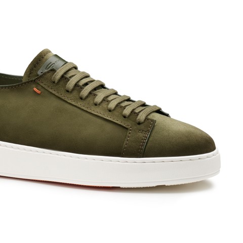 Men's green suede sneaker - Santoni - 5