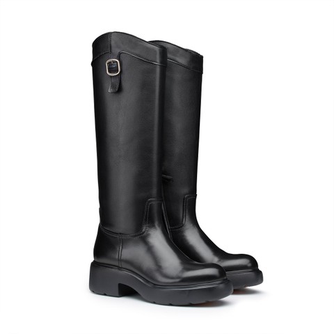 Women's black leather Easy boot - Santoni - 5