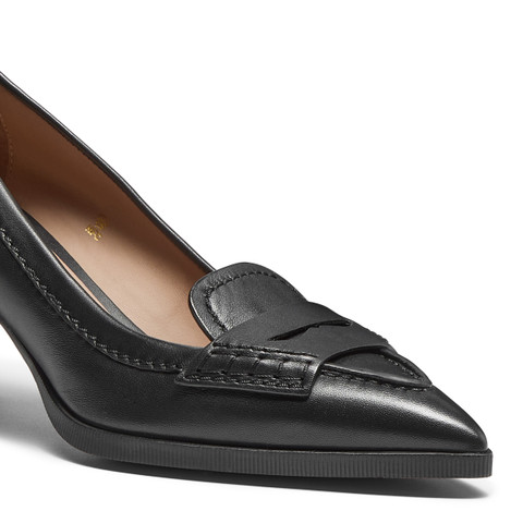 Women's black leather mid-heel pump - Santoni - 6