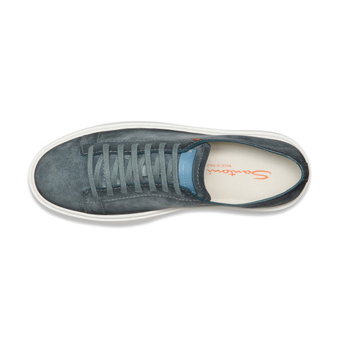 Men's light blue suede sneaker - Santoni - 5