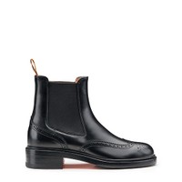 Women's black leather brogue Chelsea boot - Santoni - 1
