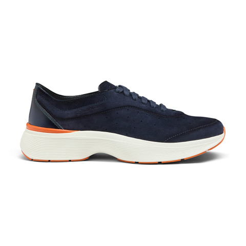 Men's blue suede and leather Easy Bounce sneaker - Santoni - 1