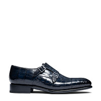 Men's blue alligator leather double monk straps shoe - Santoni - 1
