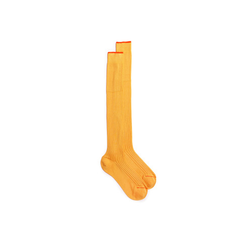 Yellow Filo di Scozia mercerised cotton high socks - Santoni - 1