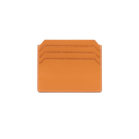 Orange tumbled leather credit card holder - Santoni - 2