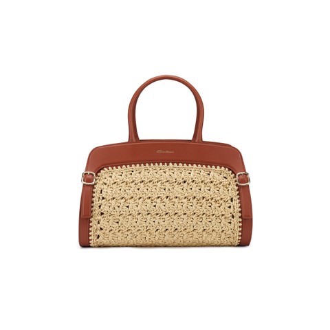Brown leather and raffia handbag - Santoni - 1