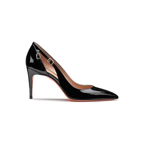 Women's black patent leather high-heel pump - Santoni - 1