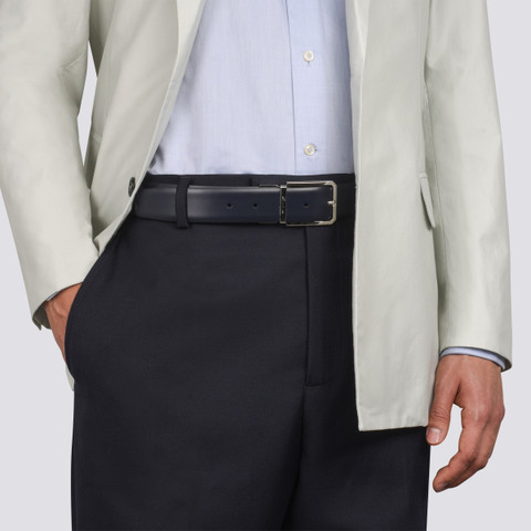 Reversible and adjustable black and blue leather belt - Santoni - 2