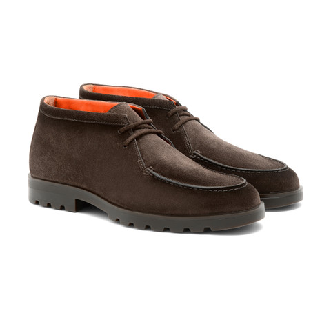 Men's dark brown suede desert boot - Santoni - 3