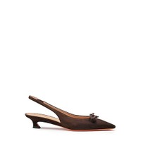 Women's dark brown suede low-heel slingback - Santoni - 1
