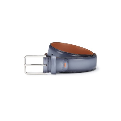 Light blue leather adjustable belt - Santoni - 1