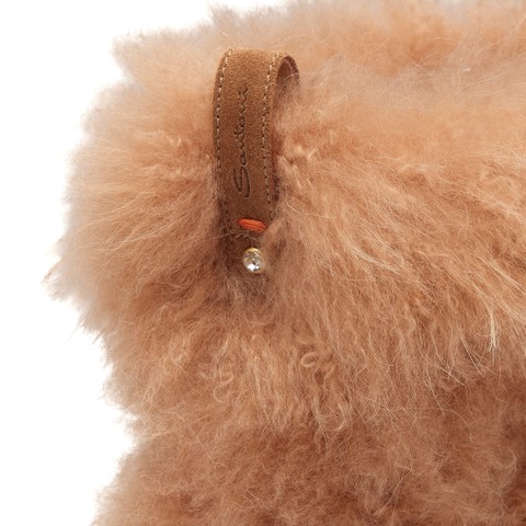 Women's light brown fur ankle boot - Santoni - 5