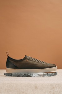 Men's green nubuck Santoni Off-duty sneaker - Santoni - editorial