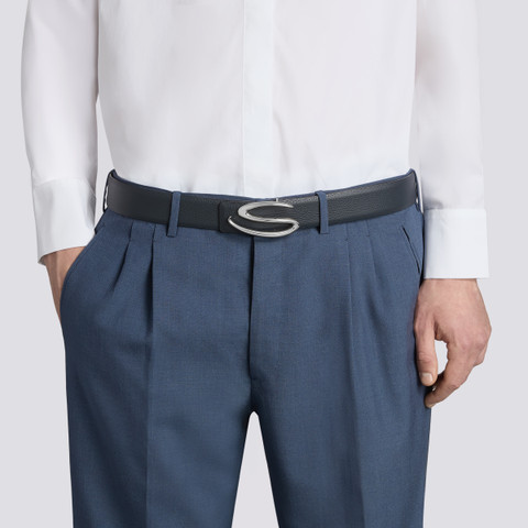 Blauer G&uuml;rtelriemen aus getrommeltem Leder - Santoni - 2