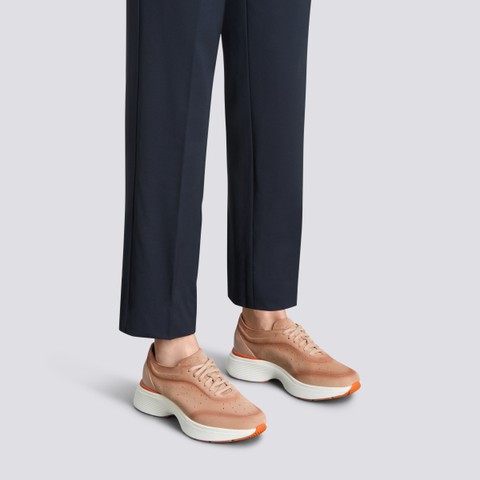 Women's pink suede Easy Bounce sneaker - Santoni - 2