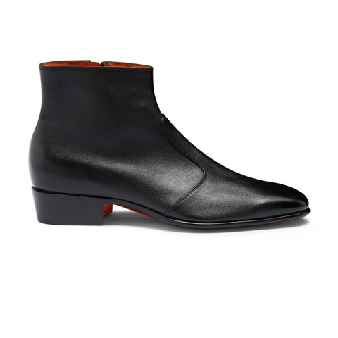Men's black leather ankle boot - Santoni - 1