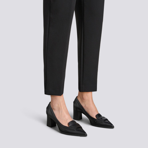 Women's black leather mid-heel pump - Santoni - 2