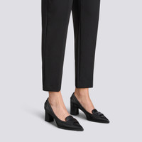 Women's black leather mid-heel pump - Santoni - 2