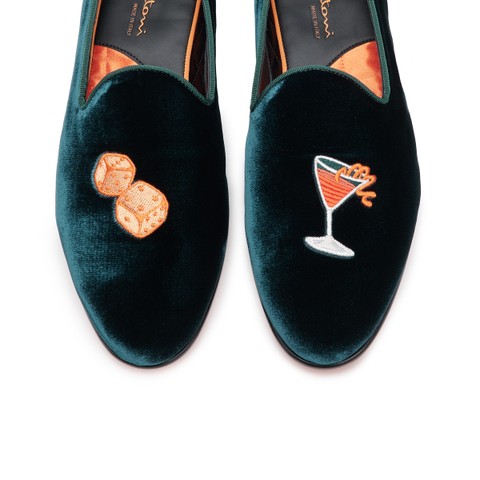 Men's green velvet loafer - Santoni - 6