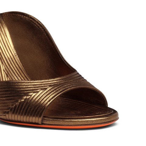 Women's gold leather high-heel sandal - Santoni - 6