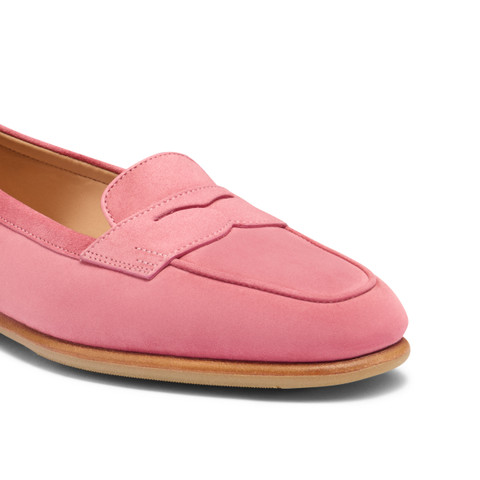 Women's pink suede Carla loafer - Santoni - 5