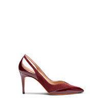 Women's burgundy patent leather and suede high-heel pump - Santoni - 1