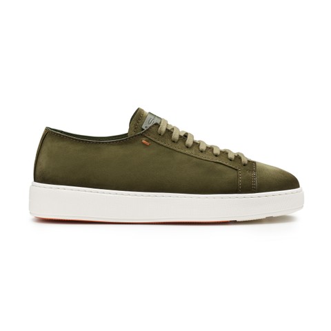 Men's green suede sneaker - Santoni - 1