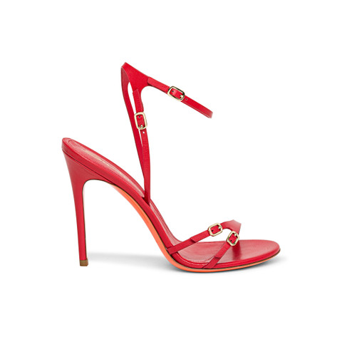 Women’s red leather high-heel sandal - Santoni - 1