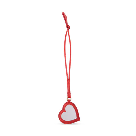 Red tumbled leather heart charm - Santoni - 2