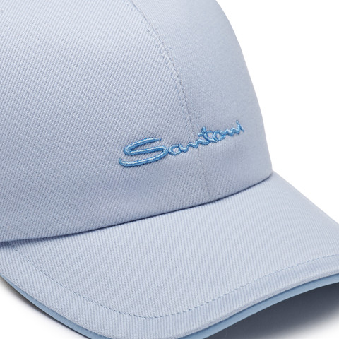 Men's light blue cotton baseball cap - Santoni - 5