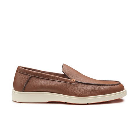 Men's brown leather loafer - Santoni - 1