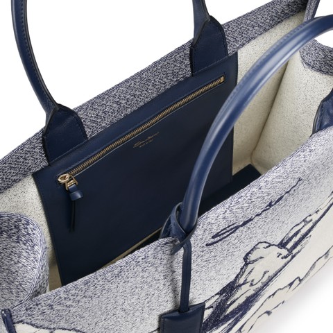 Blue fabric shopper - Santoni - 3