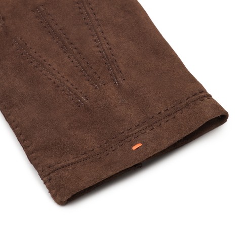 Dark brown suede gloves - Santoni - 2