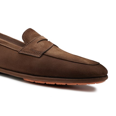 Men's brown suede Carlo penny loafer - Santoni - 6