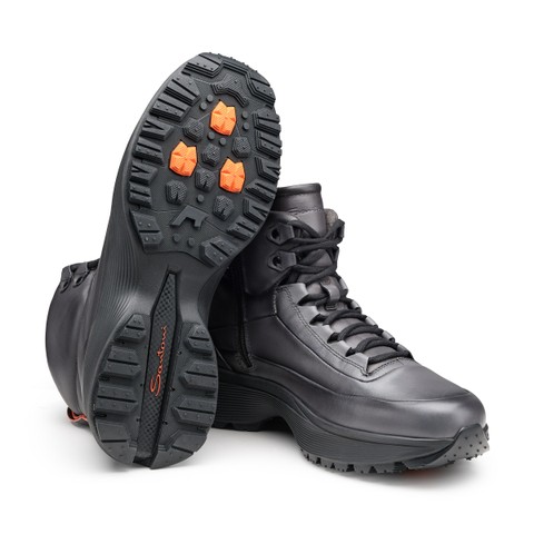 Men's grey leather Easy Bounce Mountain sneaker - Santoni - 3