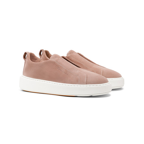 Women's pink suede slip-on sneaker - Santoni - 3