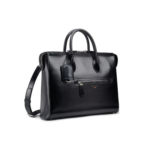 Black leather laptop bag - Santoni - 2