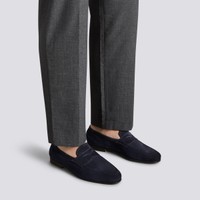 Men's blue suede Carlo loafer - Santoni - 2