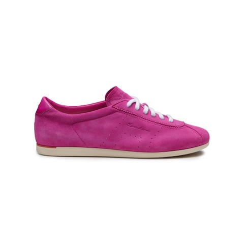 Women's pink suede sneaker - Santoni - 1