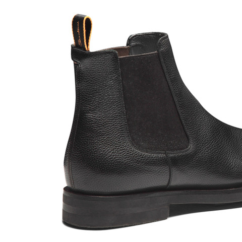 Men’s polished black leather Chelsea boot - Santoni - 6