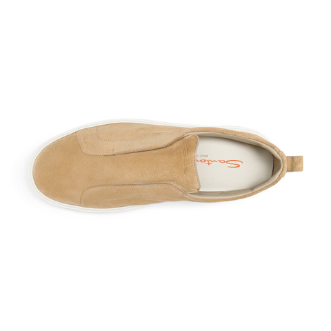 Men's beige suede slip-on sneaker - Santoni - 5