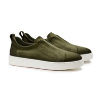 Men's green suede slip-on sneaker - Santoni - 2