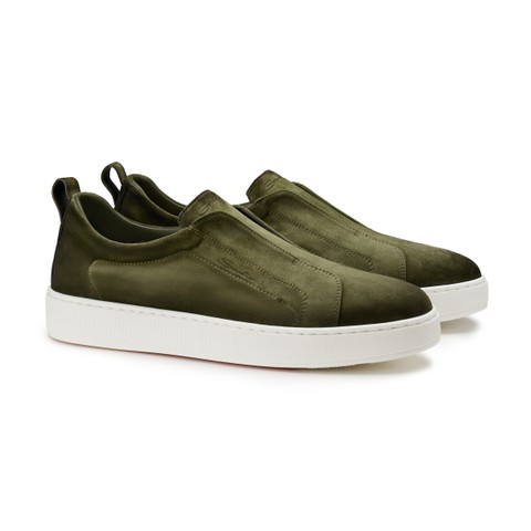 Gr&uuml;ne Slip-on-Sneakers f&uuml;r Herren aus Wildleder - Santoni - 2