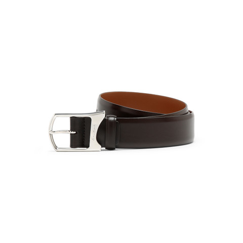 Men's dark brown leather adjustable belt - Santoni - 1