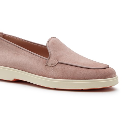 حذاء لوفر نسائي من جلد السويد الوردي - Santoni - 5