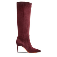Women's burgundy suede high-heel boot - Santoni - 1