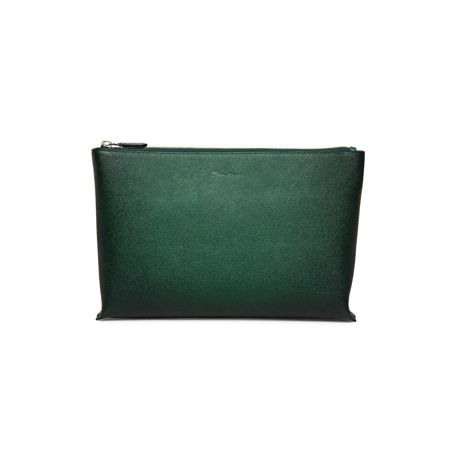 Santoni Pouch in saffiano verde