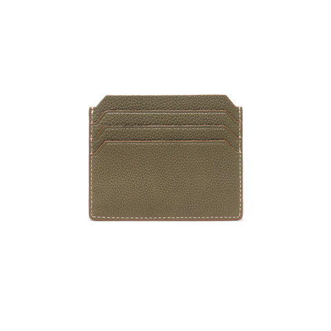Green tumbled leather credit card holder - Santoni - 3